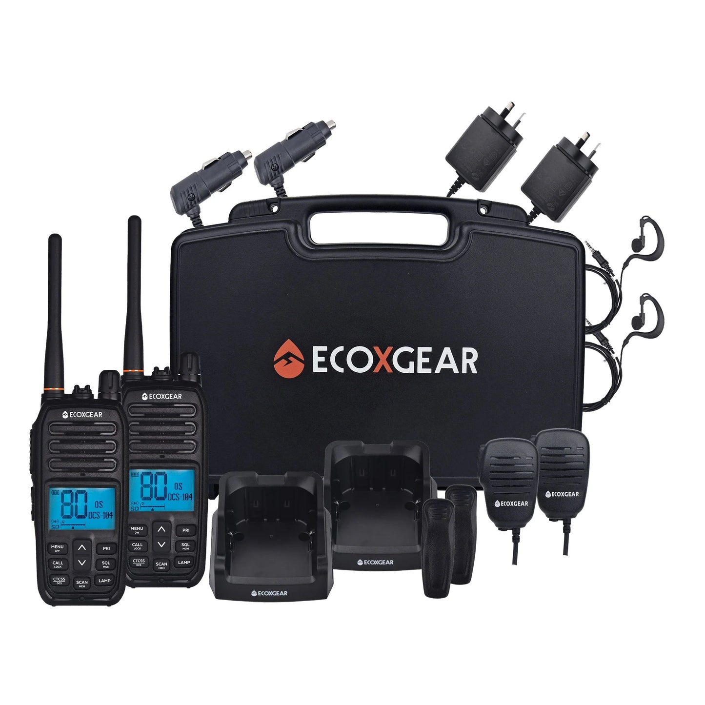 ECOXGEAR ECOXTALK 5.0W MAX Output Power EXG500-2PK UHF CB Handheld Radios Delux Pack
