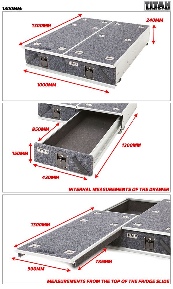Titan 1300 Drawers (Includes Universal Wing Kit)
