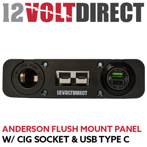 Flush Mount Anderson Style + Cigarette Lighter + USB 3.0 & USB Type C Socket
