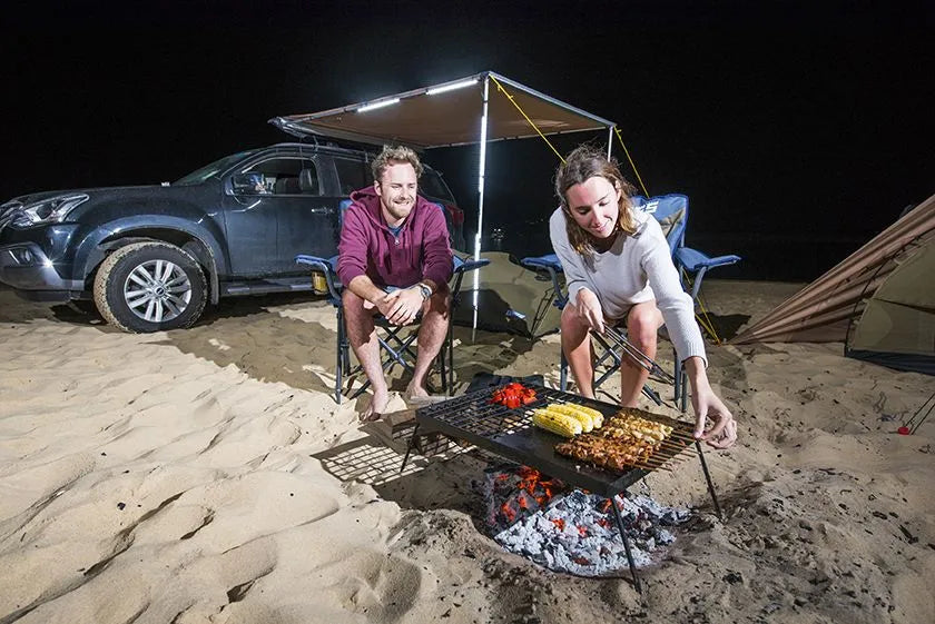 PORTABLE STEEL FIRE PIT & BBQ PLATE COMBO