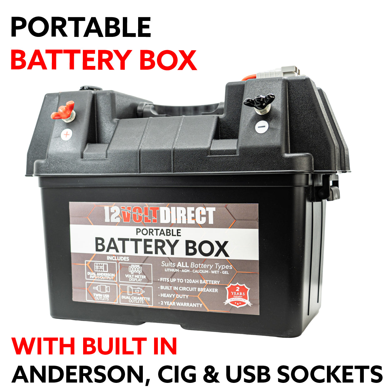 12 VOLT DIRECT Plug & Play Portable Dual Battery Box Powerstation Kit ...
