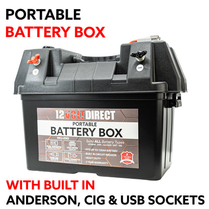 12 VOLT DIRECT Plug & Play Portable Dual Battery Box Powerstation Kit (Battery Box only/ 20amp DCDC/40 Amp DCDC)
